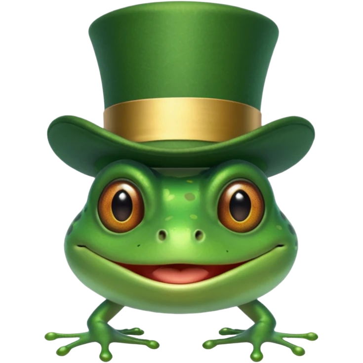 Frog in Green Top Hat – cheerful frog with shiny emerald top hat. emoji