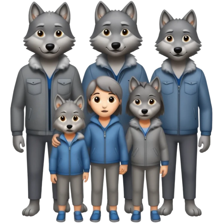 Wolf's family: mom, dad, 3 sons and 1 daughter emoji