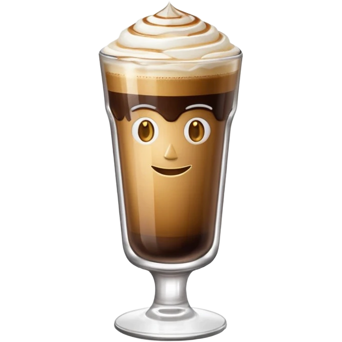 greek freddo espresso in tall glass with visible coffee and foam layers, emoji style, simple look emoji