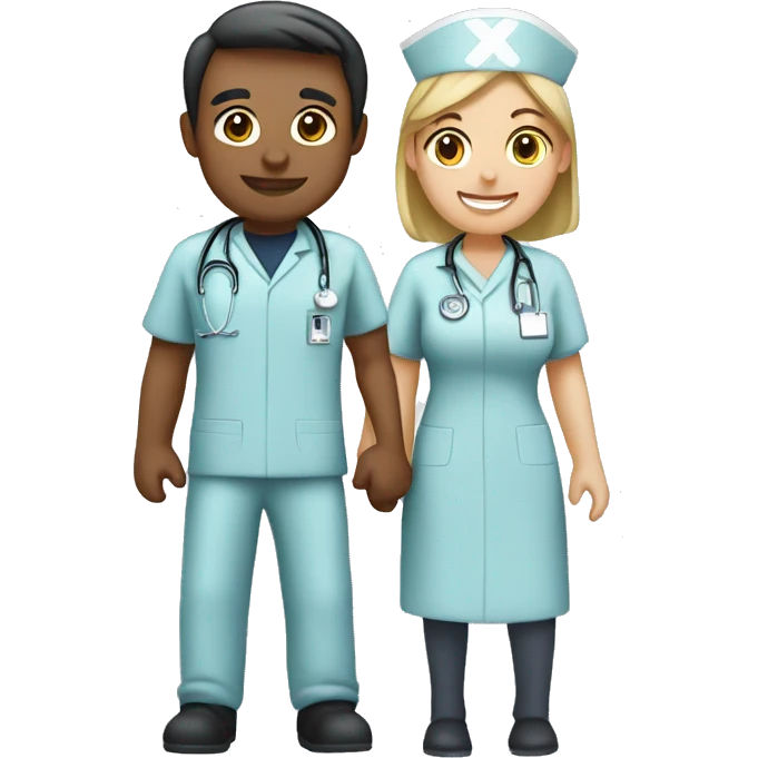 2 nurse male and 2 woman nurse next to eachother emoji