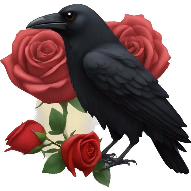 Crow and a rose emoji