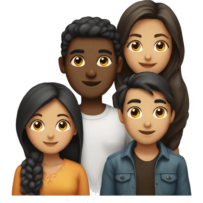 4 bestfriends, 1 indian girl 1 persian girl 1 moroccan boy 1 black boy emoji