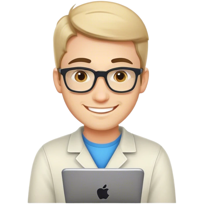 cool caucasian programmer with smile emoji