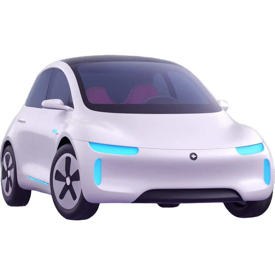sleek electric car with smooth surfaces and shiny finish in 3D emoji style emoji