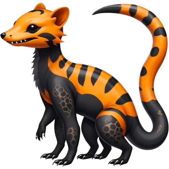 Rare exotic cute epic aesthetic colorful Salandit-Civet-species-Fakemon-hybrid-creature, with markings, full body emoji