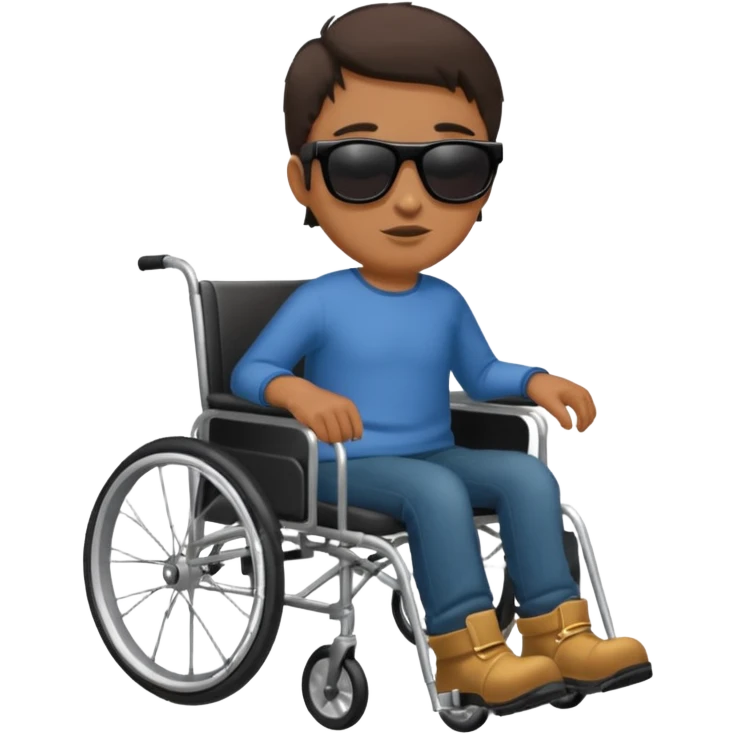 Blind dude in wheelchair with sunglasses and a leg boot on emoji