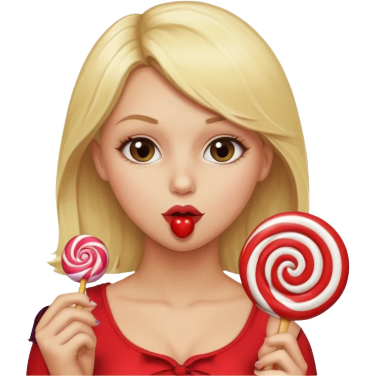 A xxx naked blonde female sucking on a lollipop seductively with nice tits emoji