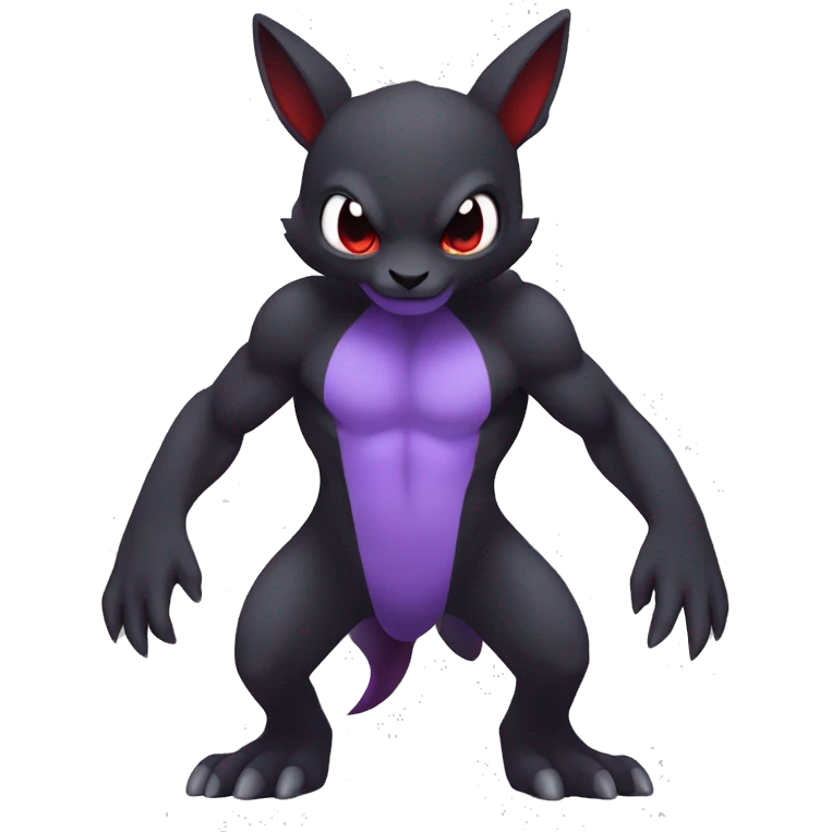 Cute cool dark black red purple animal hybrid Fakemon full  body emoji