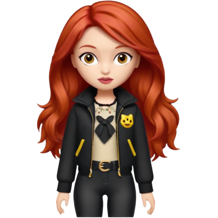 Bratz doll with red hair and a mole emoji