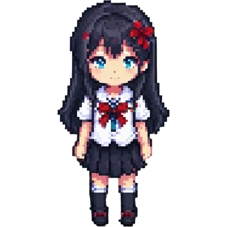 Japanese anime schoolgirl in pixel art style emoji