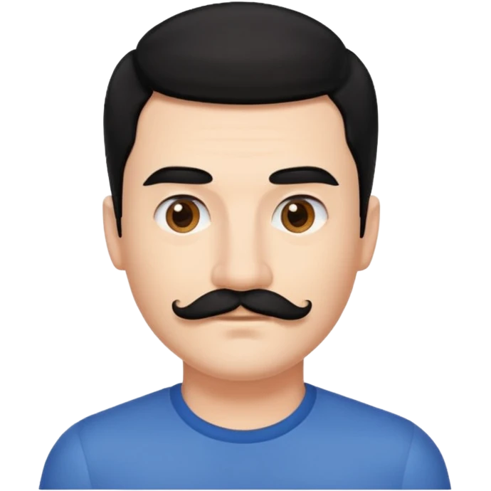 side part to the right, a square mustache and black hair emoji