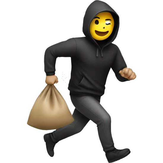 Thief in third person profile running with bag of money  emoji