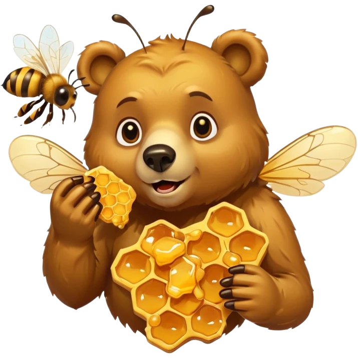 bear eating honeycomb with bees flying around emoji