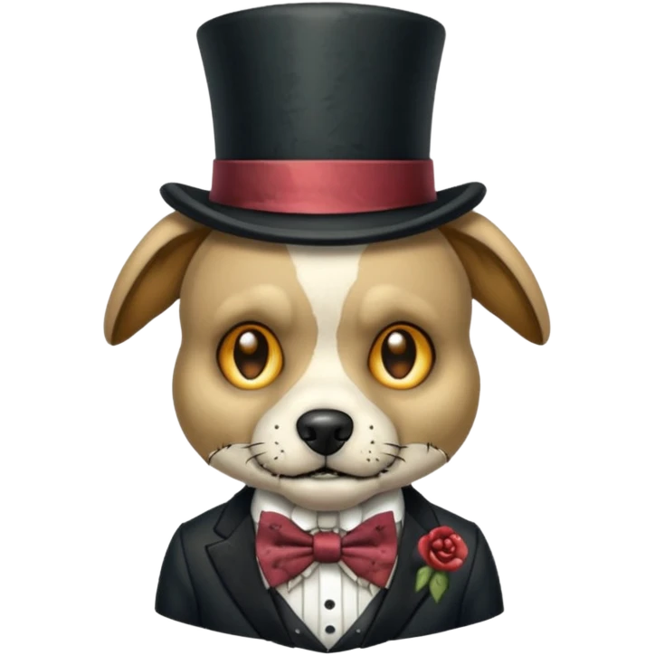 zombie dog with bow tie and top hat emoji