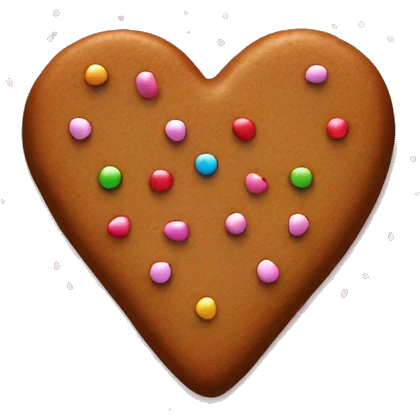 Heart shaped gingerbread cookie with sprinkles emoji