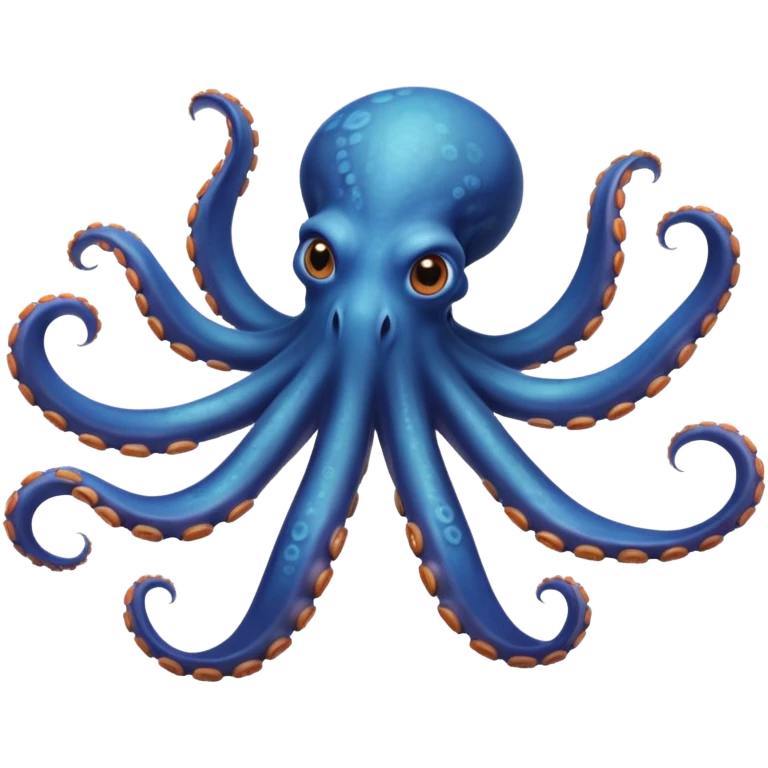 octopus floating in water, view from underneath, arms spread out in every direction, visible mouth emoji