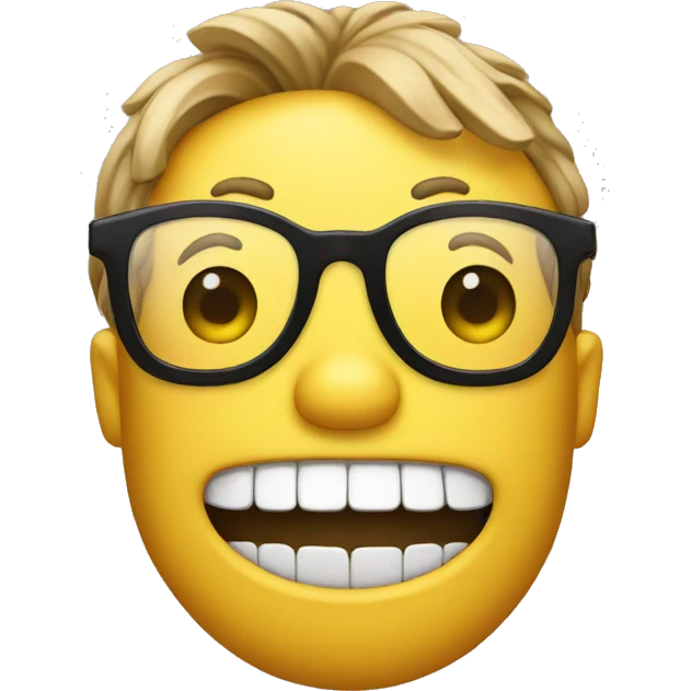 nerd emoji with buck teeth holding up their glasses emoji
