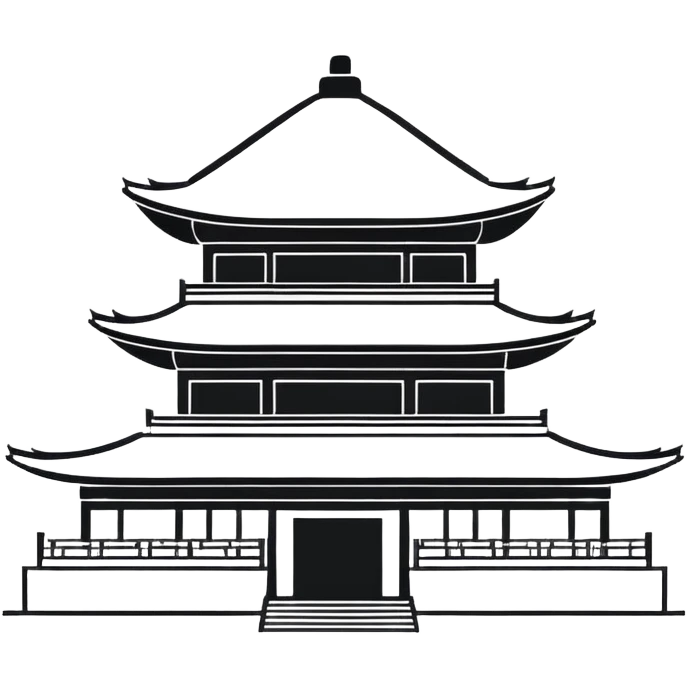 Ultra minimalist Chinese building icon, single-color silhouette, very simple outline emoji