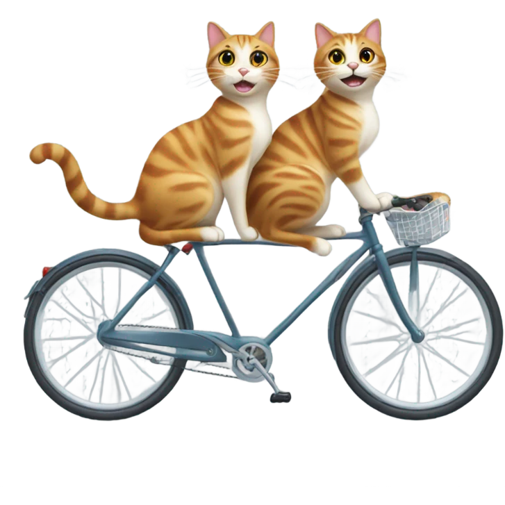 Two cats riding a bike emoji