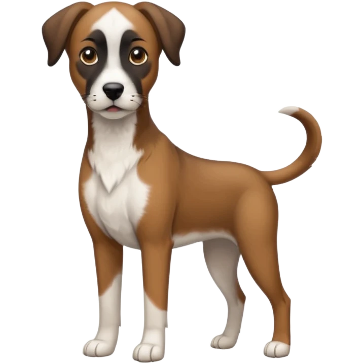 Mountain cur dog with white face black nose and brown ears emoji