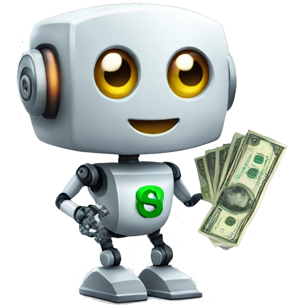 Cute robot with money emoji