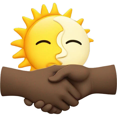 Moon and Sun shaking hands emoji