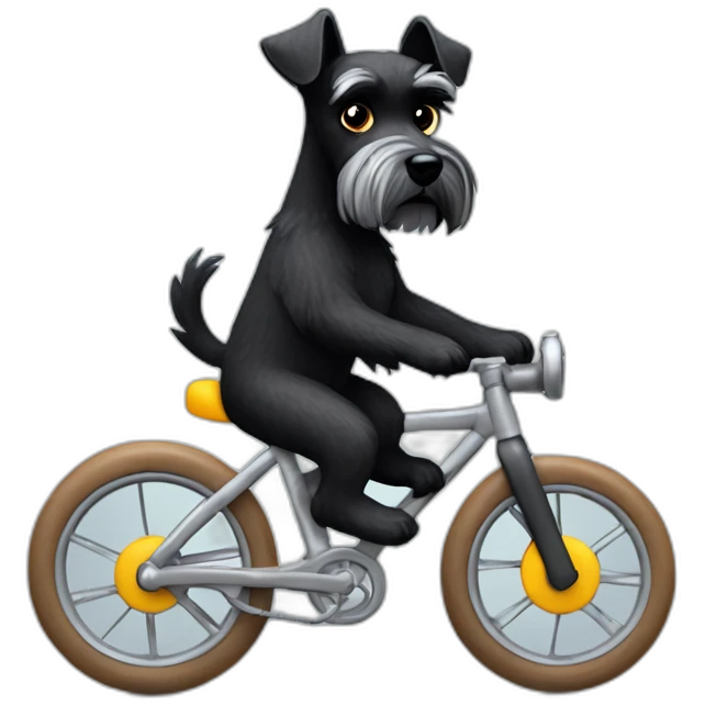 Miniature black-silver Schnauzer on kvisp bike emoji