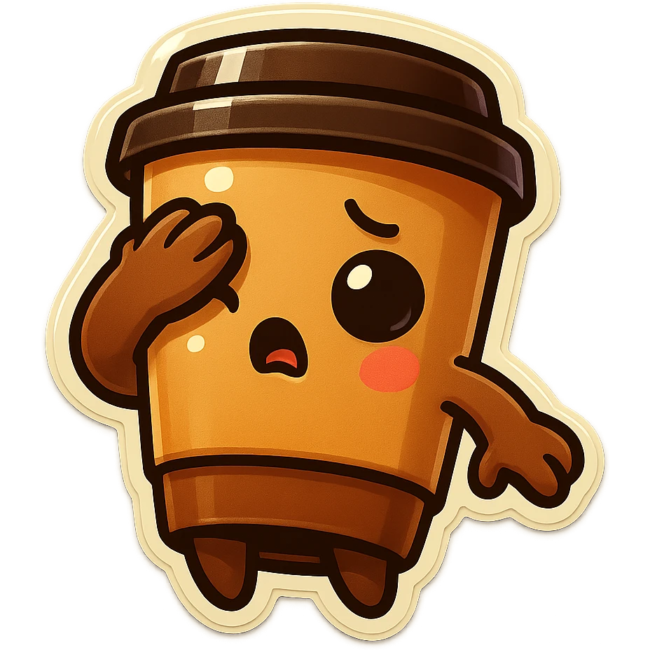 Tall coffee cup, face palm emoji