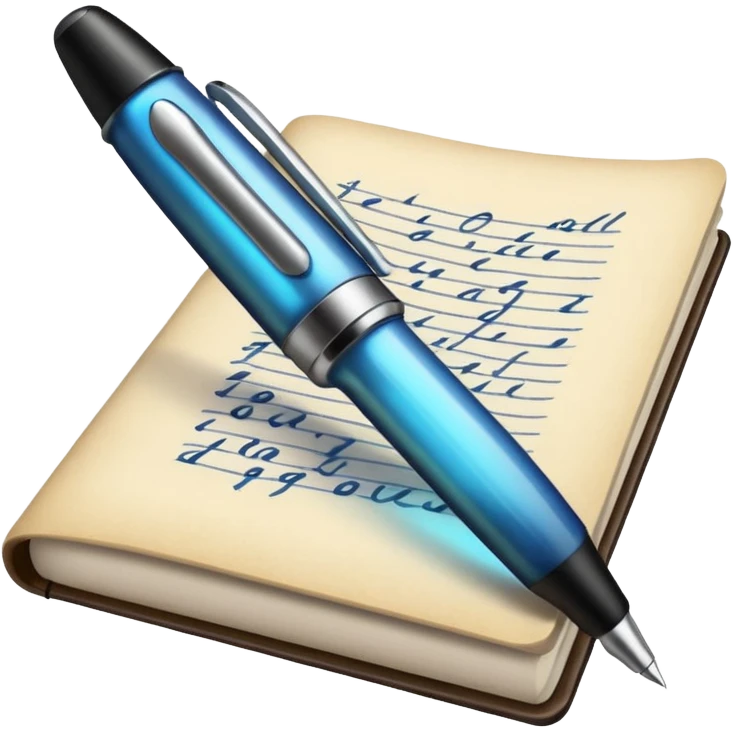 pen writing on a page with a glowing spark emoji