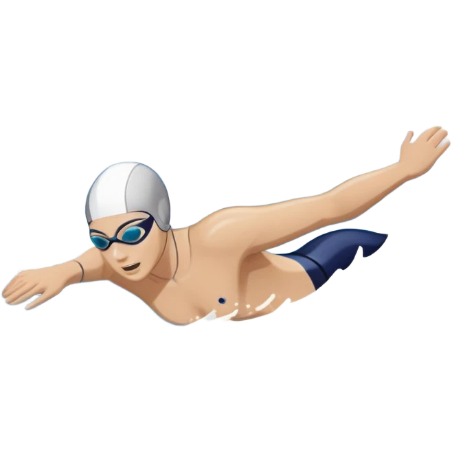 An icon featuring a swimmer in mid-stroke, cutting through the water with a strong, fluid motion. The design includes ripples around the swimmer’s body and a pool lane line in the background, symbolizing speed and technique in swimming. Transparent background highlights the grace emoji