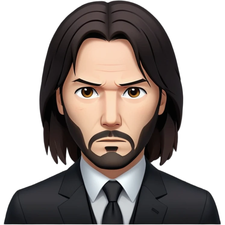John Wick character with long dark hair, black suit, and serious expression emoji