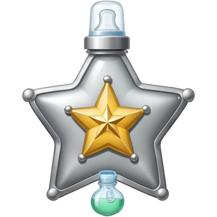 sheriff badge with star and baby feeding bottle in center emoji