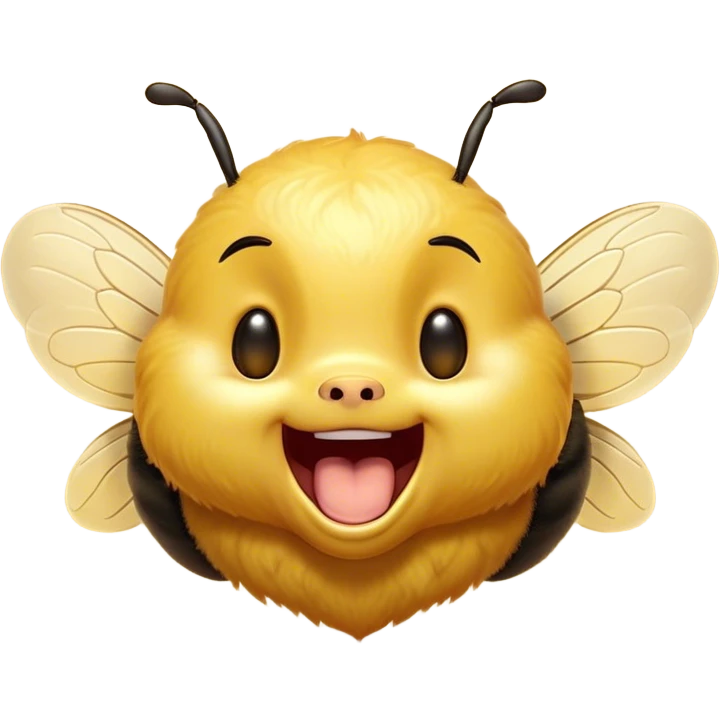 Cinematic Adorable Yawning Bee Portrait Emoji, Head tilted slightly with a dramatic, wide-open yawn, showcasing a tiny, fuzzy body with gently drooping wings and sleepy, half-closed eyes, Simplified yet irresistibly cute features, highly detailed, glowing with a soft, cozy golden glow, high shine, relaxed yet expressive, stylized with a dash of whimsical honey charm, soft glowing outline, capturing the essence of a drowsy bee that appears ready to stretch out for a nap! emoji