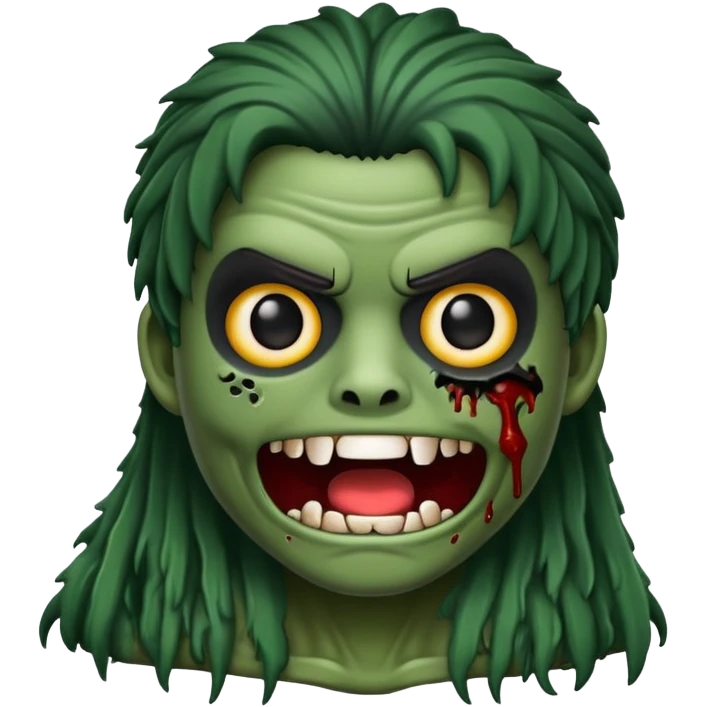 Emoji de zumbi de cabelo curto e preto, e regata de renda emoji