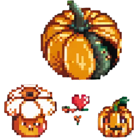 heart with a mushroom on one side and a pumpkin on the other emoji