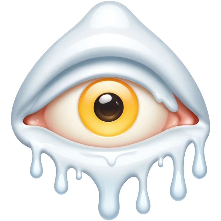 White liquid dripping from eye emoji