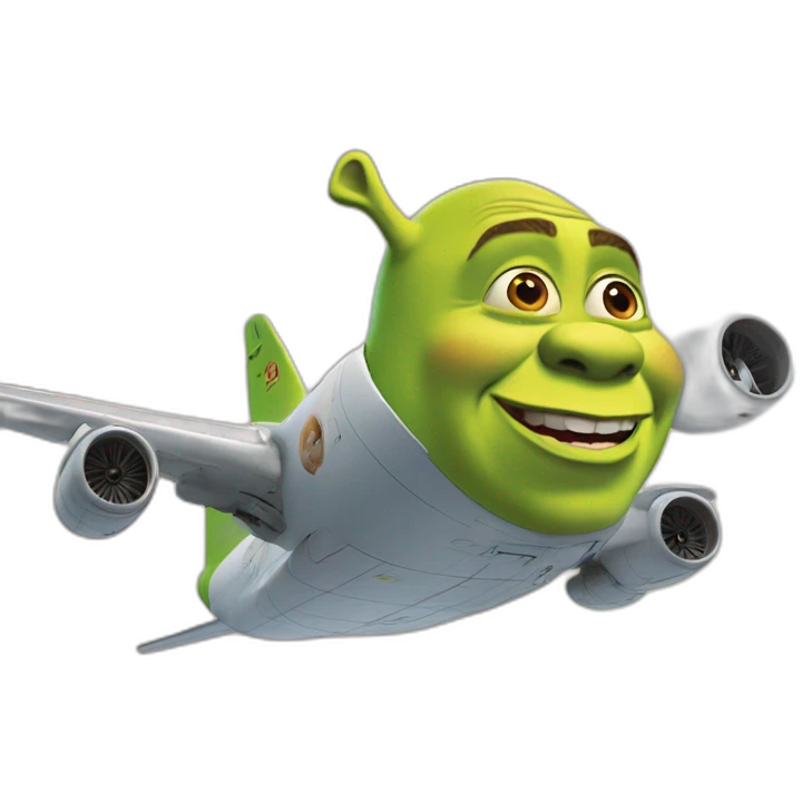 Shrek sur un avion emoji