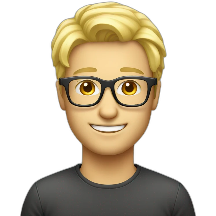 Blond man programmer glasses smile emoji
