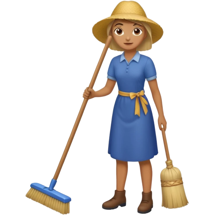 Person sweeping the floor with one broom emoji
