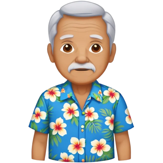 old man with hawai blue floweral shirt  full body  emoji