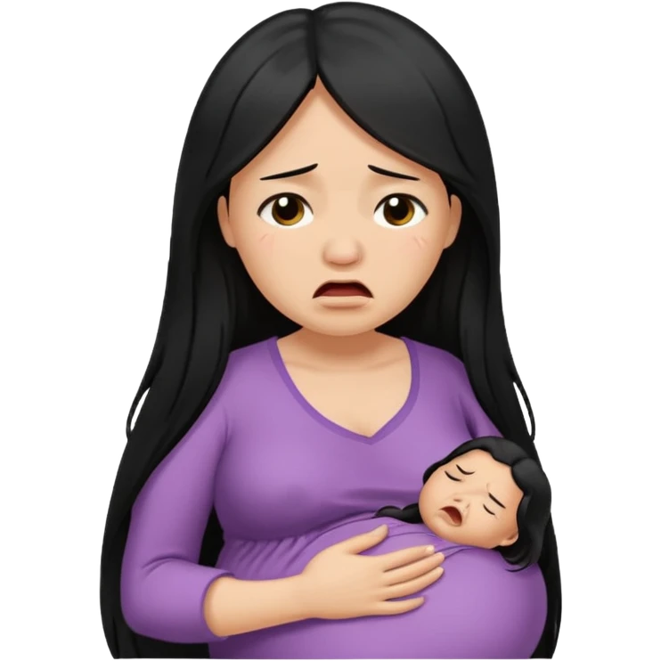 pregnant woman with long black hair crying emoji