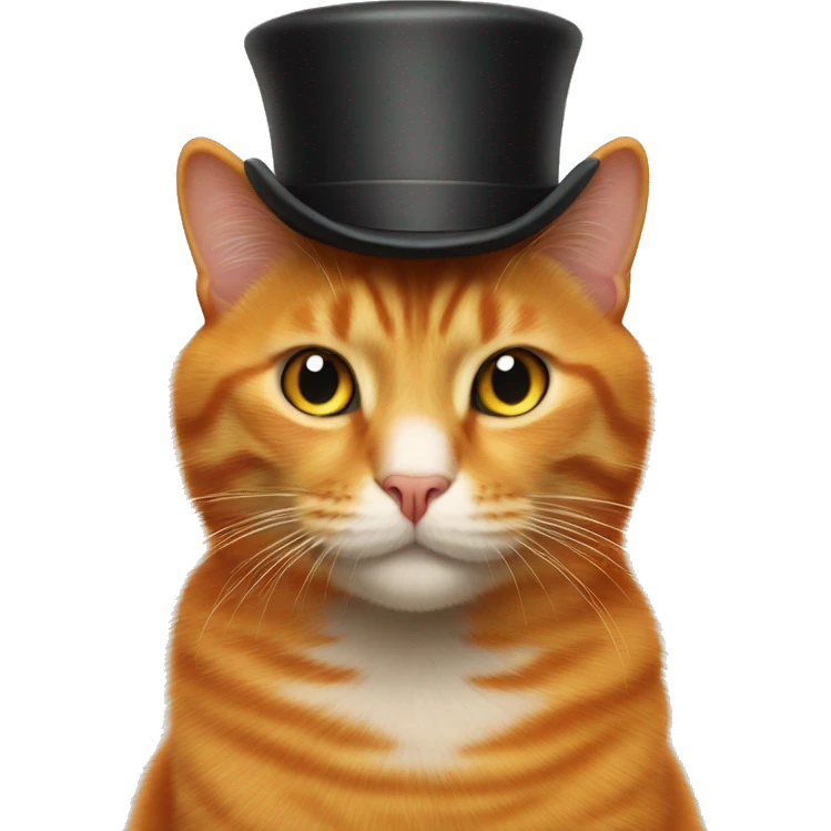 Orange cat with a top hat emoji