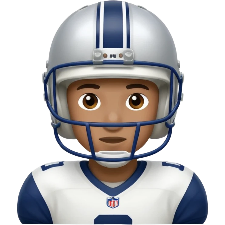 football player wearing white, silver, navy blue colors, and helmet should say 784 emoji