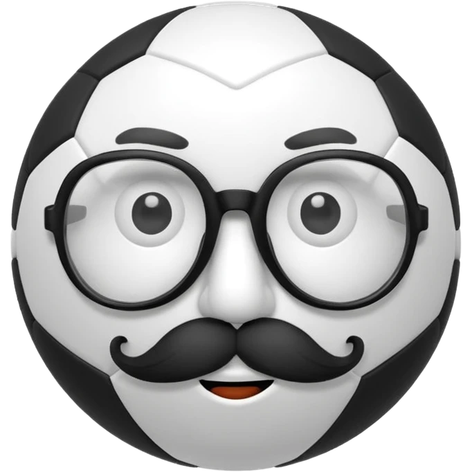 soccer ball wearing joke glasses and nose and mustache emoji