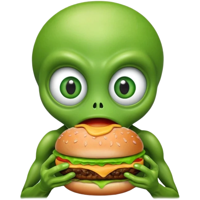 Alien eating a hamburger  emoji