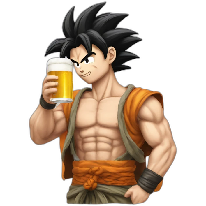 songoku drinking a beer emoji