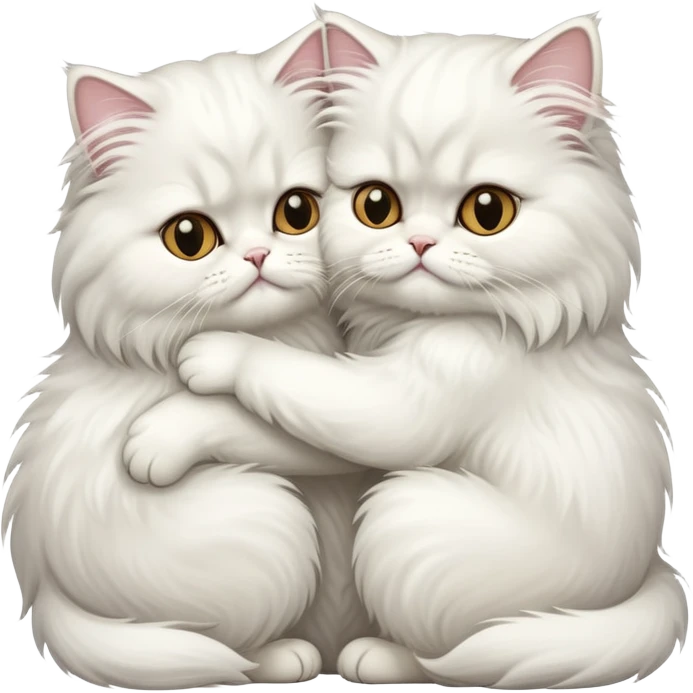 2 white Persian cats hug emoji