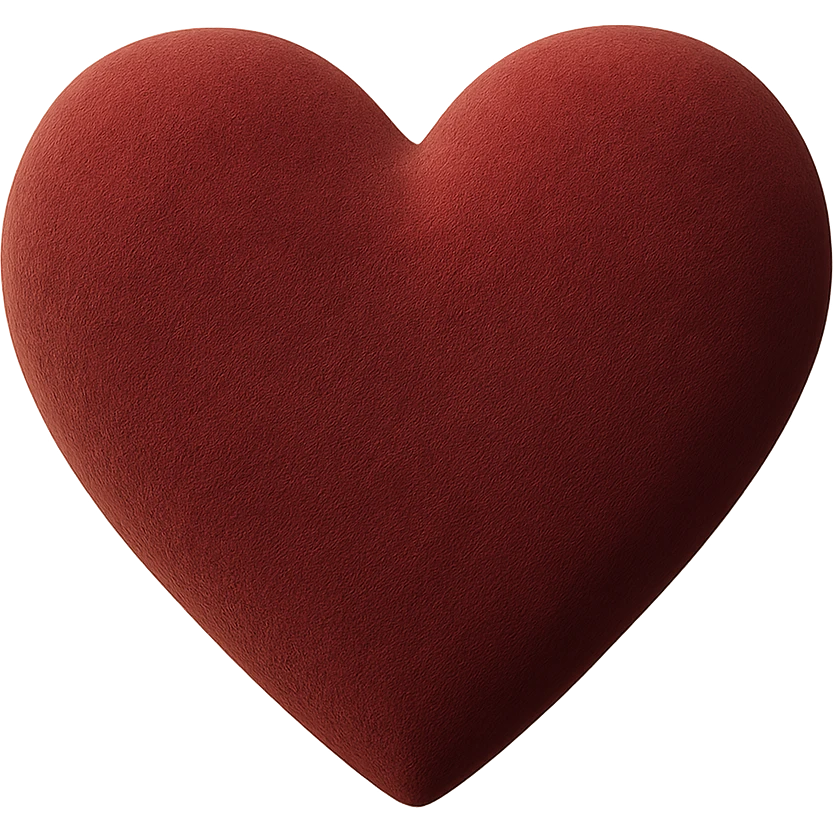 realistic digital art of a heart with a velvet matte texture, no background emoji