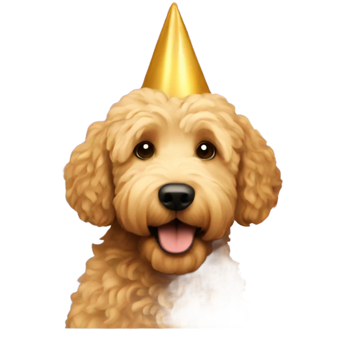 A golden doodle dog celebration  emoji