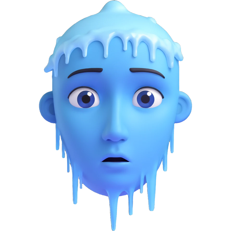 cold face, shivering, blue tint, icicles, expressive emoji